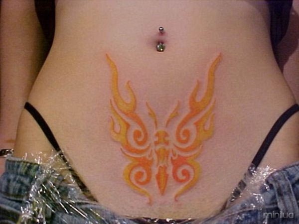 flaming-orange-butterfly-tribal-tattoo